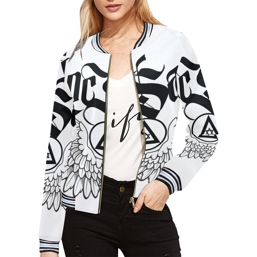 "Wings & Halo" Fashion Jacket All Over Print Bomber Jacket for Women (Model H21)