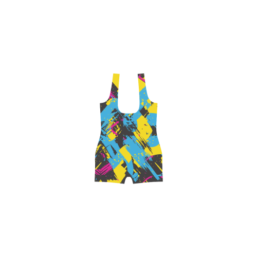 Colorful paint stokes on a black background Classic One Piece Swimwear (Model S03)
