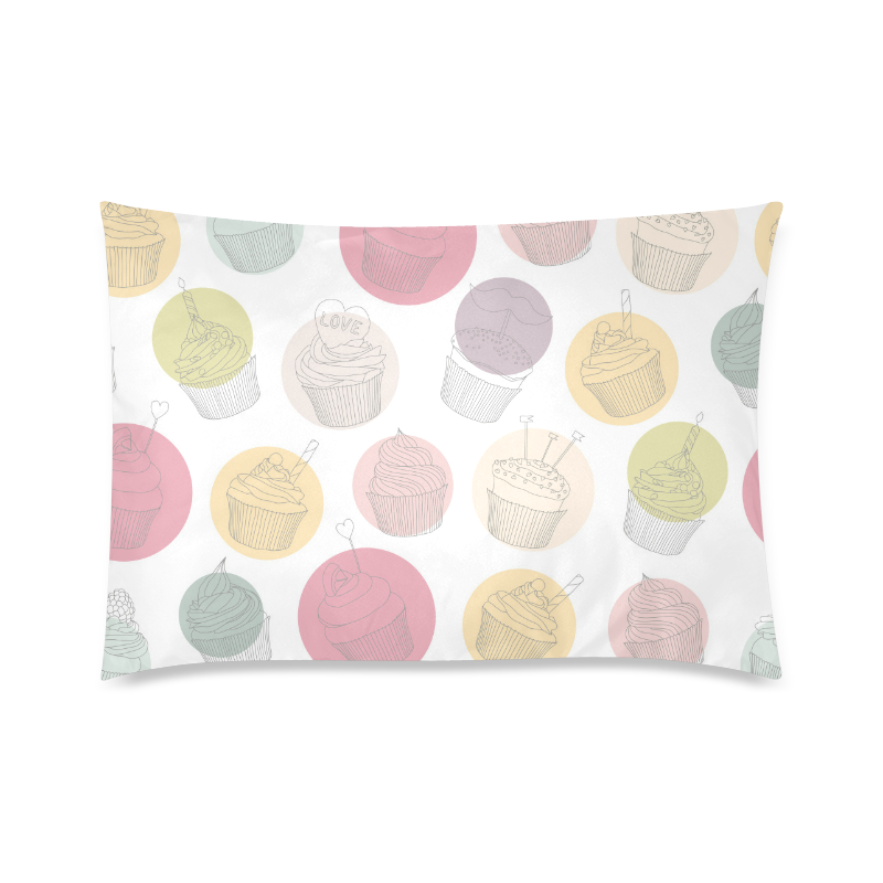 Colorful Cupcakes Custom Zippered Pillow Case 20"x30"(Twin Sides)