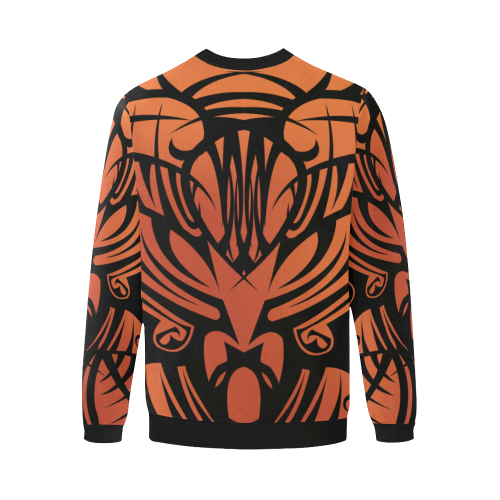 Orange Tribal RS Long Sleeve Shirt (FLEECE) Men's Oversized Fleece Crew Sweatshirt (Model H18)
