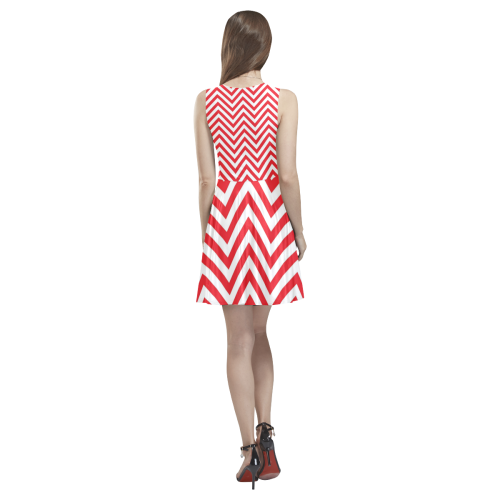 Red lines Thea Sleeveless Skater Dress(Model D19)