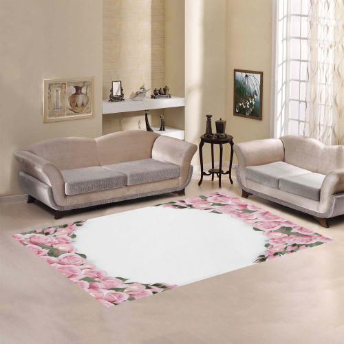 Pink Roses Area Rug7'x5'