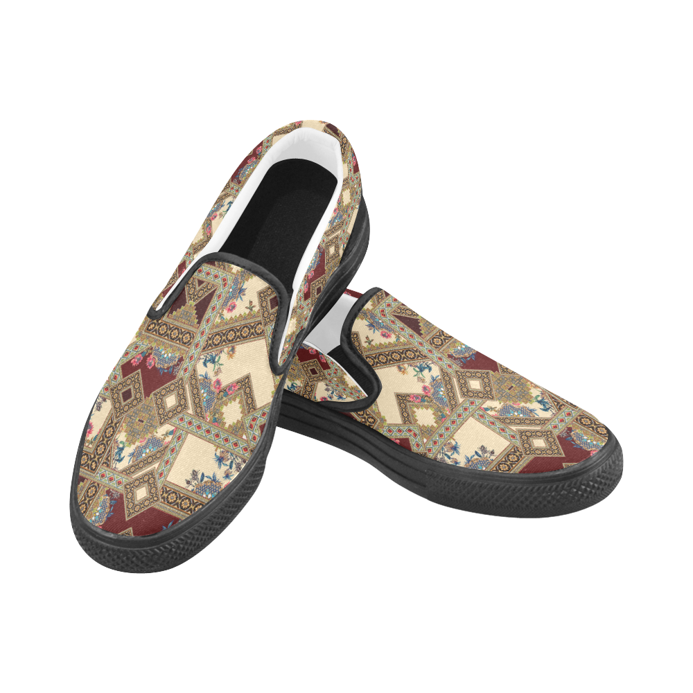 Luxury Abstract Design Men's Slip-on Canvas Shoes (Model 019)