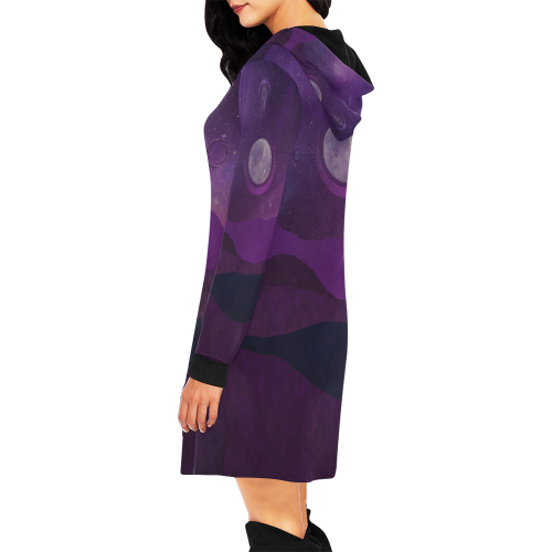 Purple Moon Night All Over Print Hoodie Mini Dress (Model H27)