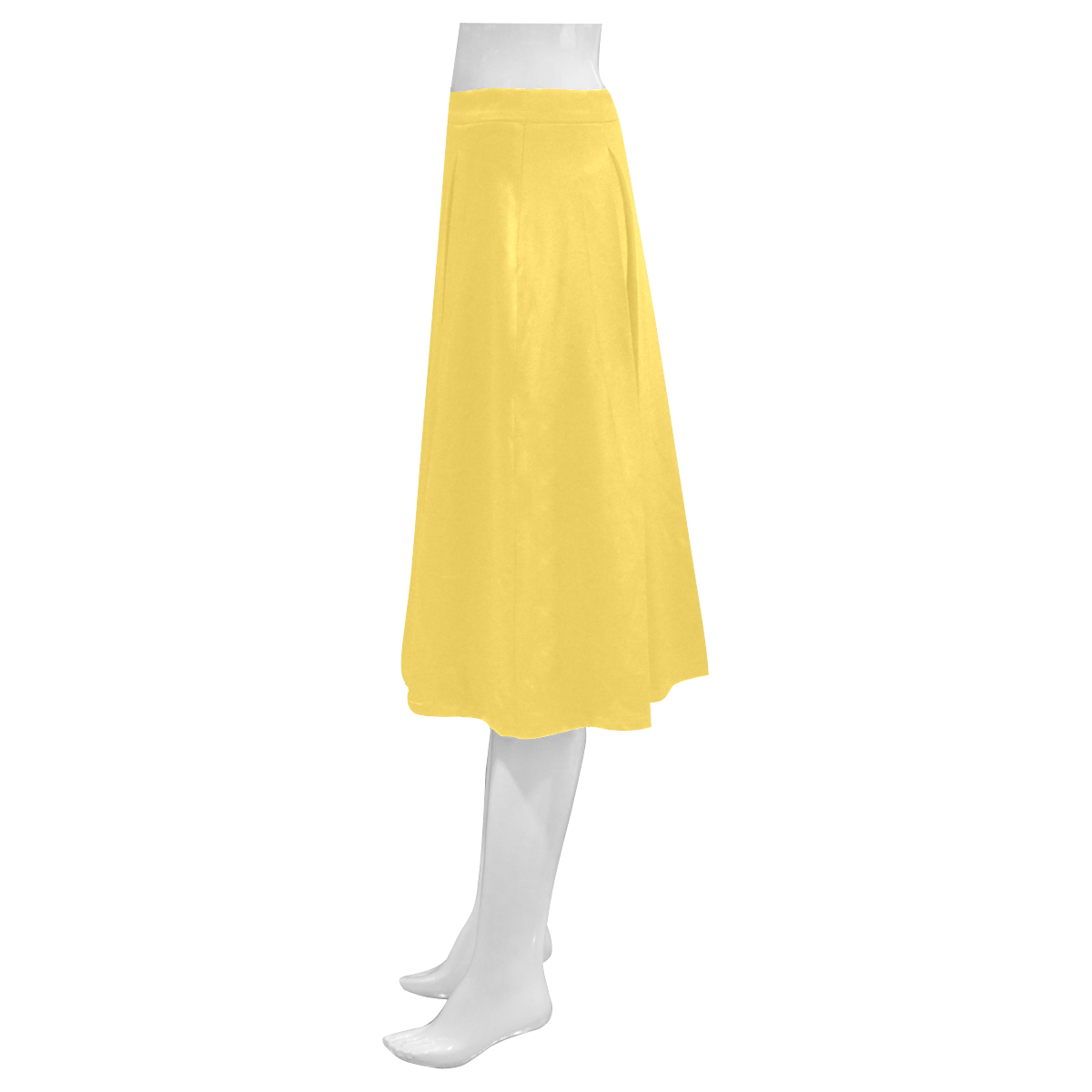 color mustard Mnemosyne Women's Crepe Skirt (Model D16)