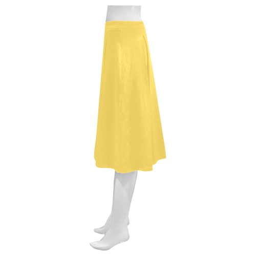 color mustard Mnemosyne Women's Crepe Skirt (Model D16)