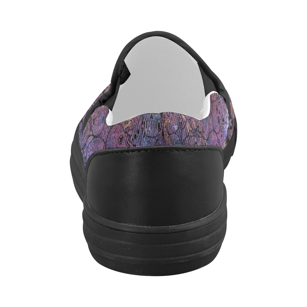 Cosmic Sugar Skulls Women's Slip-on Canvas Shoes (Model 019)