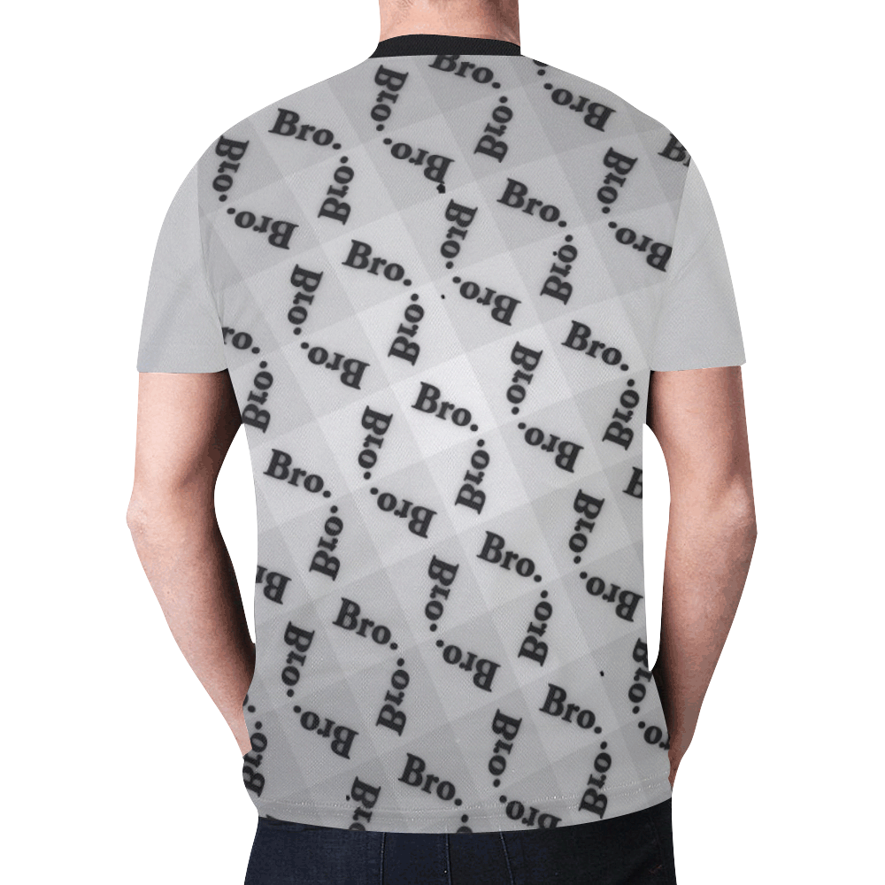 Bro. Diamante Pattern (Black on Light Gray) New All Over Print T-shirt for Men (Model T45)