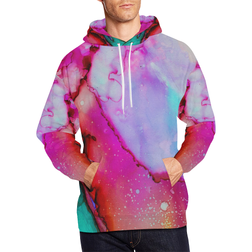 Red purple green ink All Over Print Hoodie for Men (USA Size) (Model H13)