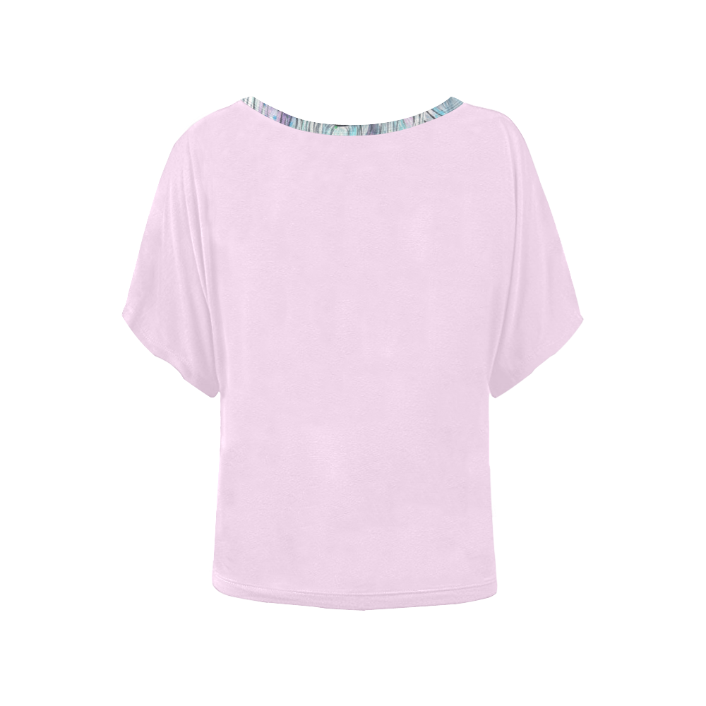 Breezy pink Women's Batwing-Sleeved Blouse T shirt (Model T44)