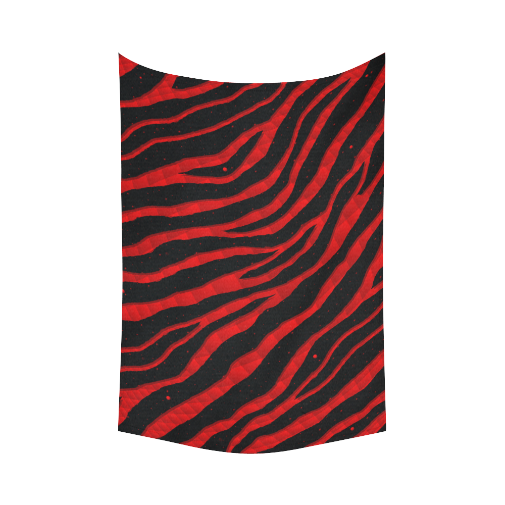 Ripped SpaceTime Stripes - Red Cotton Linen Wall Tapestry 60"x 90"