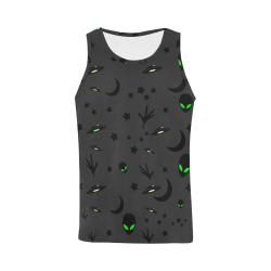 Alien Flying Saucers Stars Pattern on Charcoal All Over Print Tank Top for Men (Model T43)