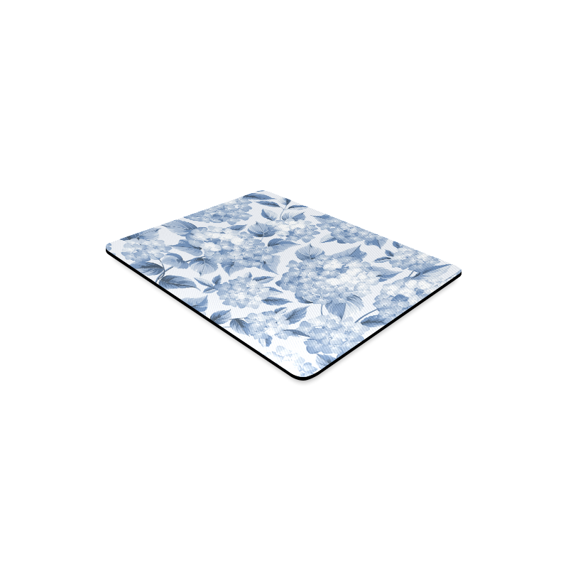 Blue and White Floral Pattern Rectangle Mousepad