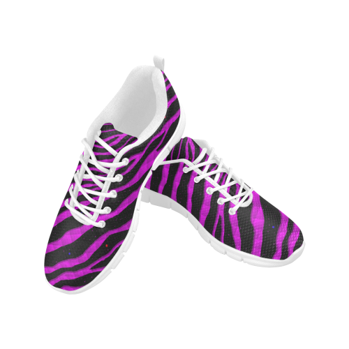Ripped SpaceTime Stripes - Pink Women's Breathable Running Shoes (Model 055)