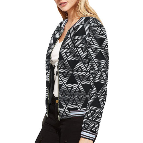 Polka Dots Party All Over Print Bomber Jacket for Women (Model H21)
