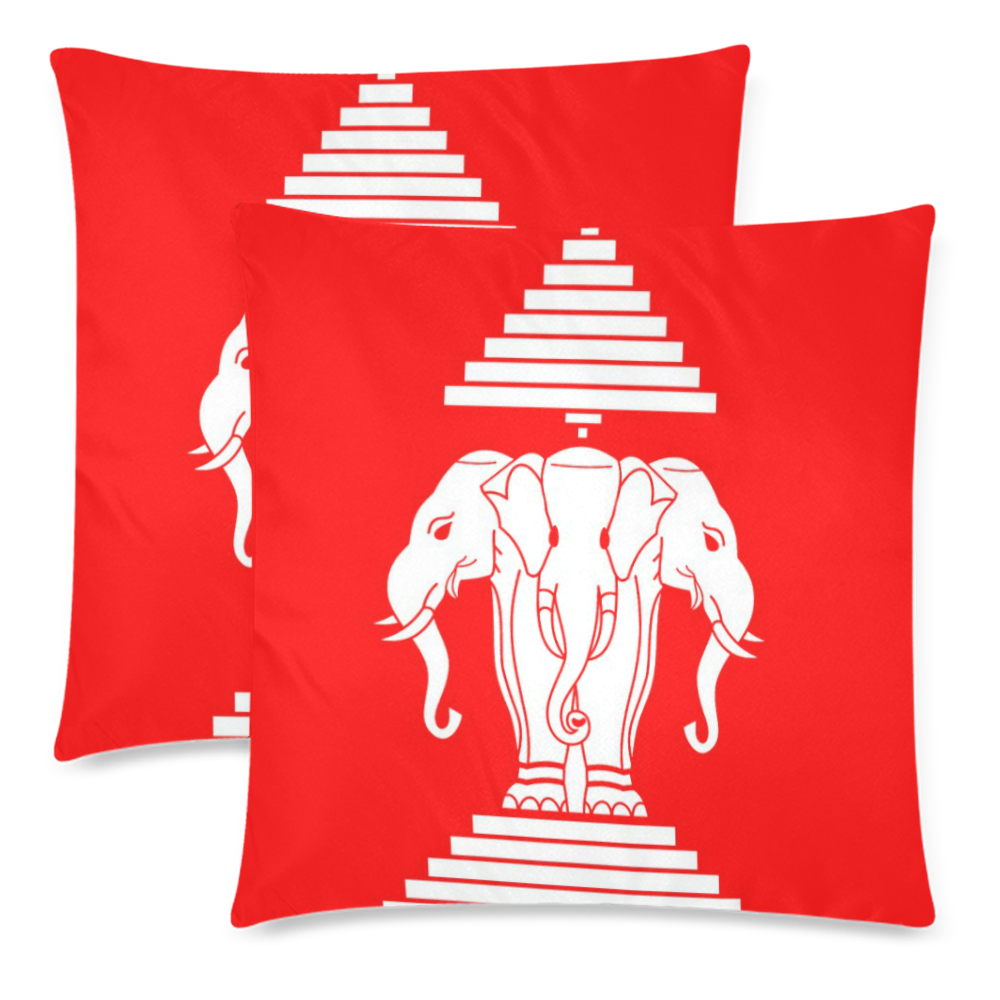 Flag of Laos (1952-1975) Custom Zippered Pillow Cases 18"x 18" (Twin Sides) (Set of 2)