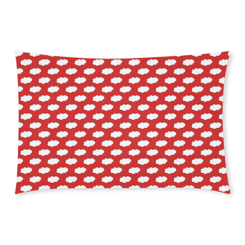 Clouds with Polka Dots on Red 3-Piece Bedding Set