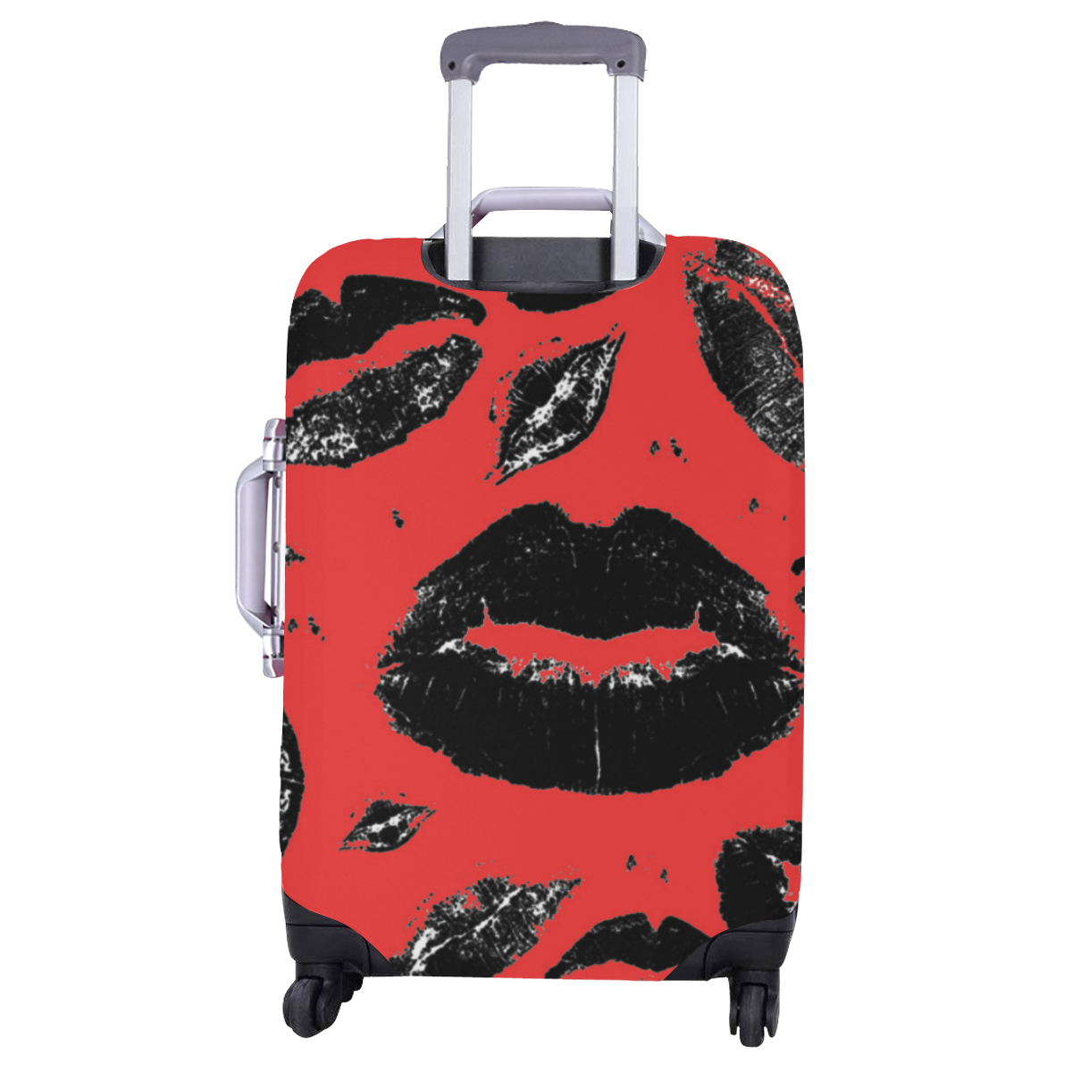 Kisses All Over (Black & Red) Luggage Cover/Large 26"-28"
