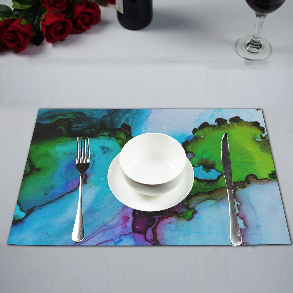 Blue green ink Placemat 12’’ x 18’’ (Set of 4)
