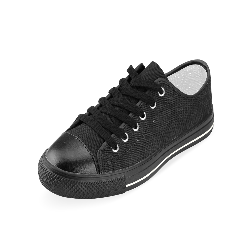 Black on Black Pattern Women's Classic Canvas Shoes (Model 018)