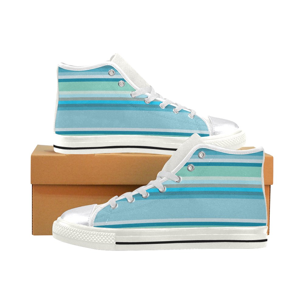 Ocean Blues Women's Classic High Top Canvas Shoes (Model 017)