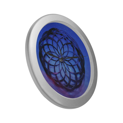 Mystical Orb Blue Purple Silver Color Wall Clock