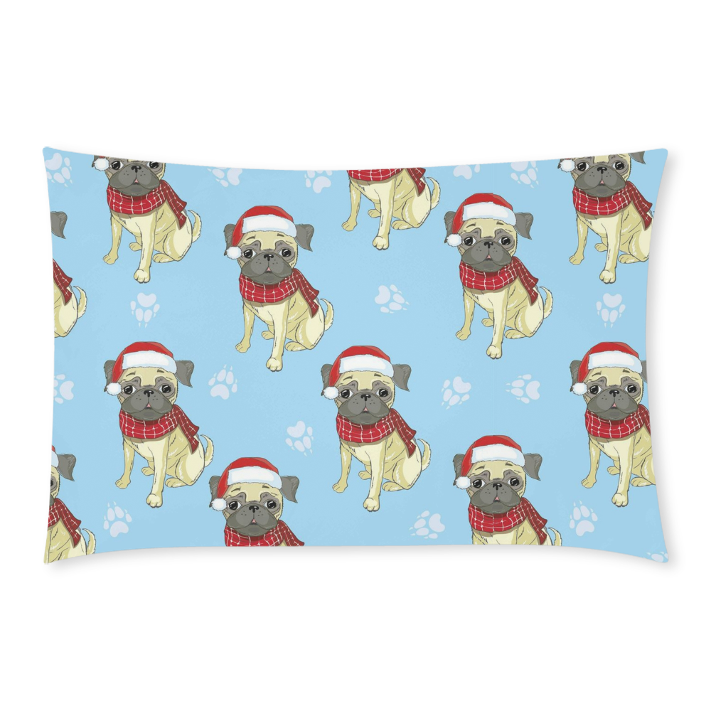Pug In Santa Hat Pattern 3-Piece Bedding Set