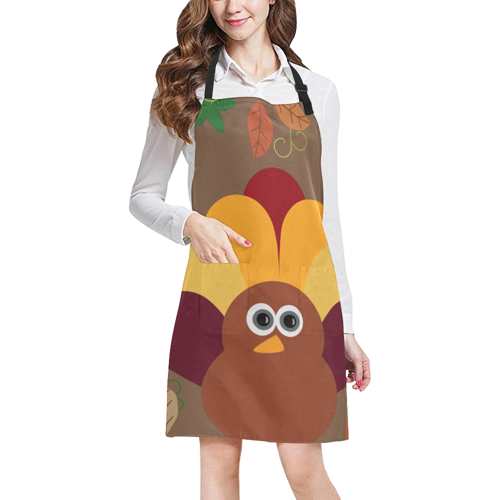 Thanksgiving Turkey on Brown All Over Print Apron