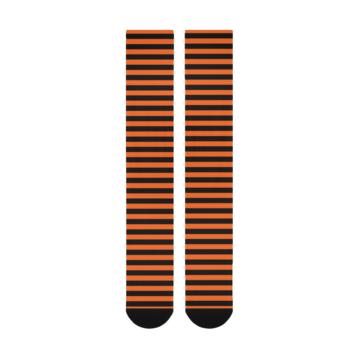 Halloween Orange and Black Stripes Over-The-Calf Socks