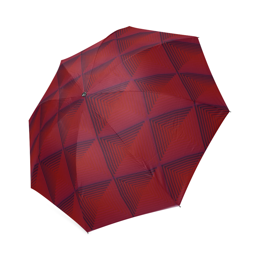 Dark red multicolored multiple squares Foldable Umbrella (Model U01)
