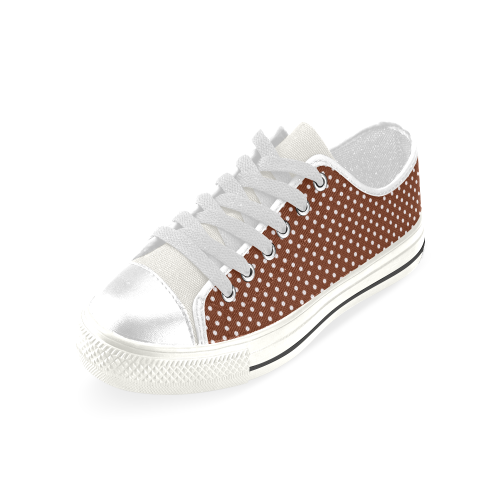 Brown polka dots Low Top Canvas Shoes for Kid (Model 018)