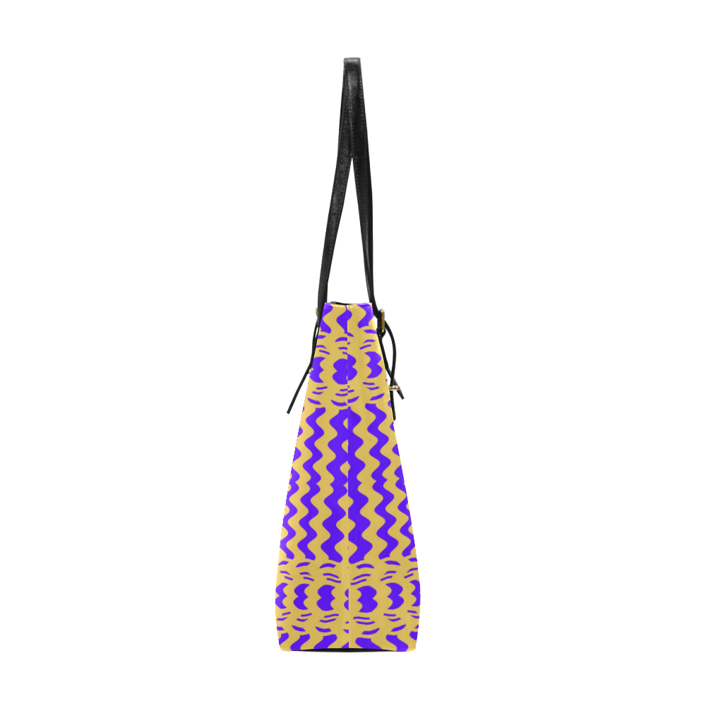 Purple Yellow Modern  Waves Lines Euramerican Tote Bag/Small (Model 1655)