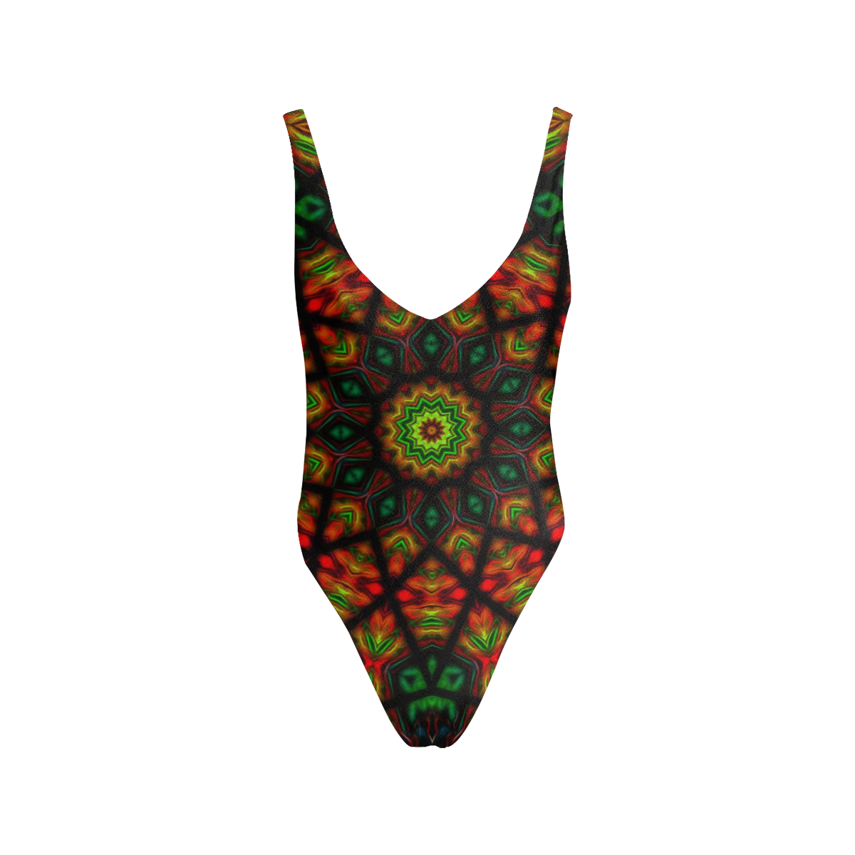 Lysergic mandala Sexy Low Back One-Piece Swimsuit (Model S09)