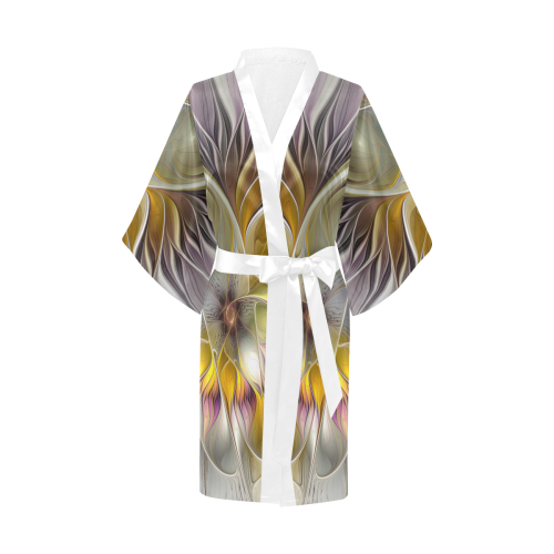 Abstract Colorful Fantasy Flower Modern Fractal Art Kimono Robe