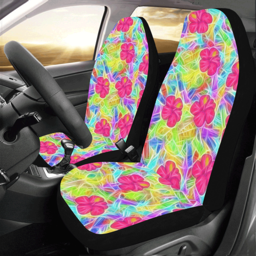 Pretty Pink Hawaiian Flowers Pattern Car Seat Covers (Set of 2)
