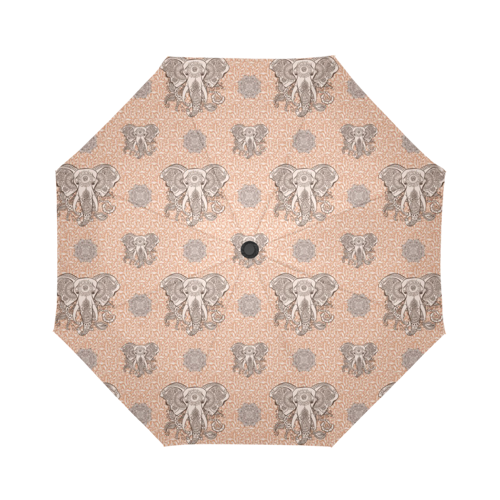 Ethnic Elephant Mandala Pattern Auto-Foldable Umbrella (Model U04)