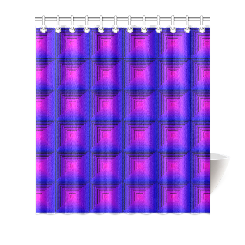 Purple pink multicolored multiple squares Shower Curtain 66"x72"