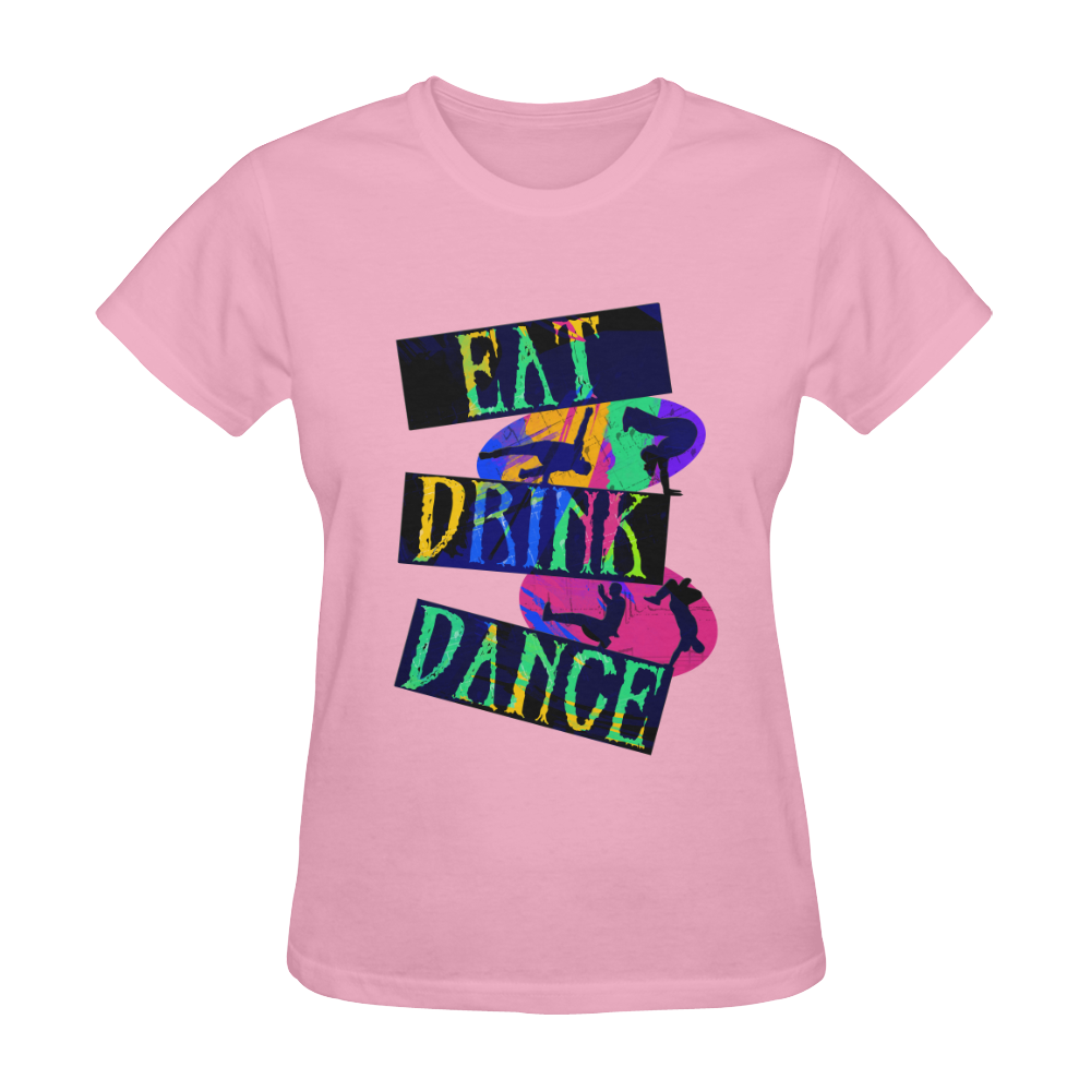 Break Dancing Colorful on Pink Sunny Women's T-shirt (Model T05)