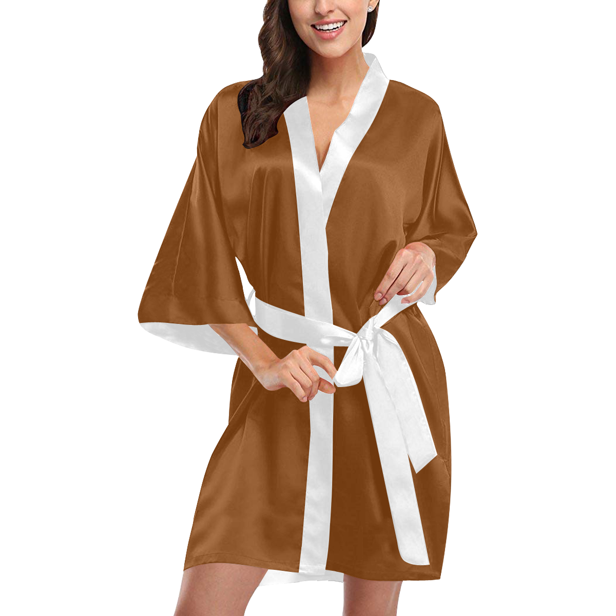 color saddle brown Kimono Robe