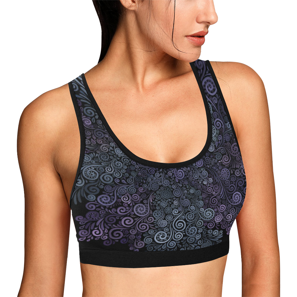 3d Psychedelic Ultra Violet Powder Pastel Women's All Over Print Sports Bra (Model T52)
