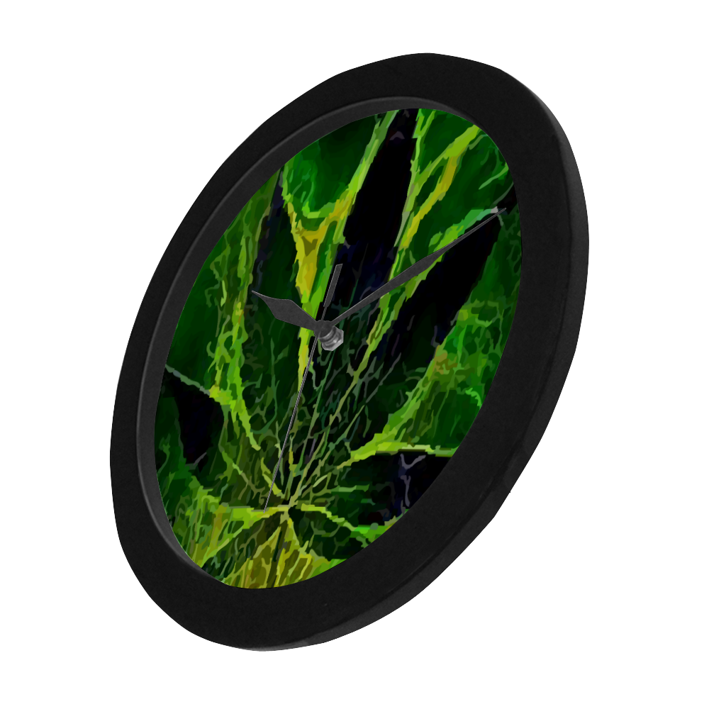 Acid Leaf (Black Circular Plastic Wall clock