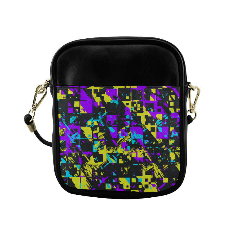 Purple yelllow squares Sling Bag (Model 1627)