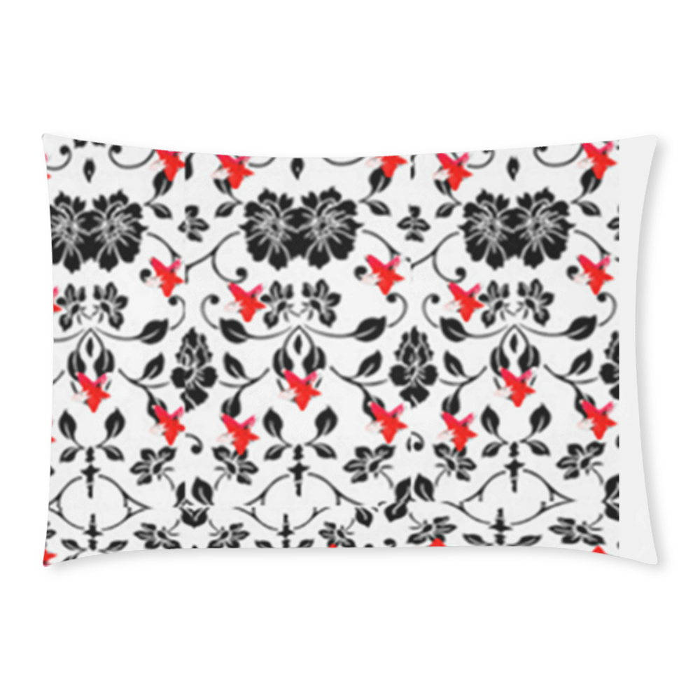patter red flowers red and black flowers pillow case Custom Rectangle Pillow Case 20x30 (One Side)