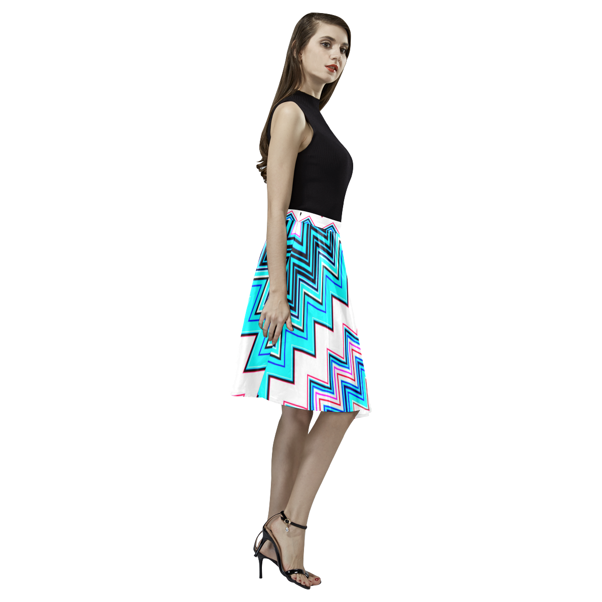 the trouble with cheveron Melete Pleated Midi Skirt (Model D15)