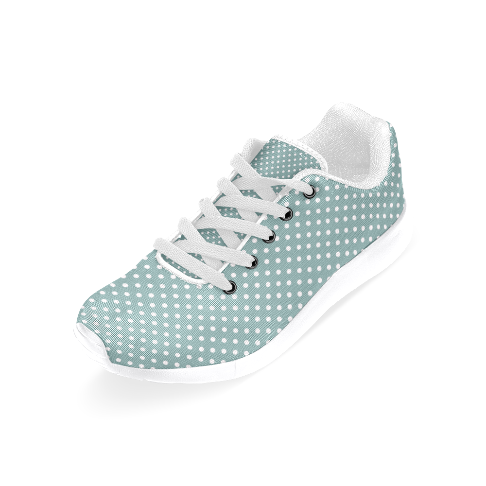 Silver blue polka dots Women’s Running Shoes (Model 020)