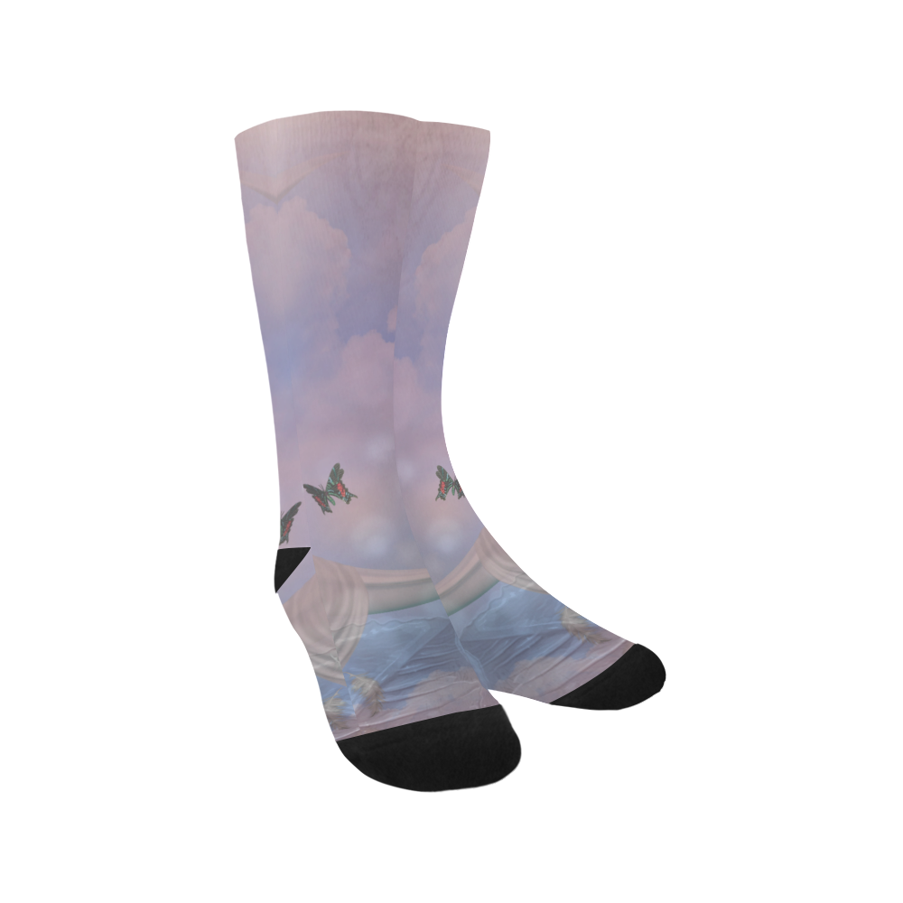 The moon with butterflies Trouser Socks (For Men)