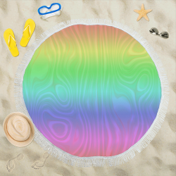 Groovy Pastel Rainbow Circular Beach Shawl 59"x 59"
