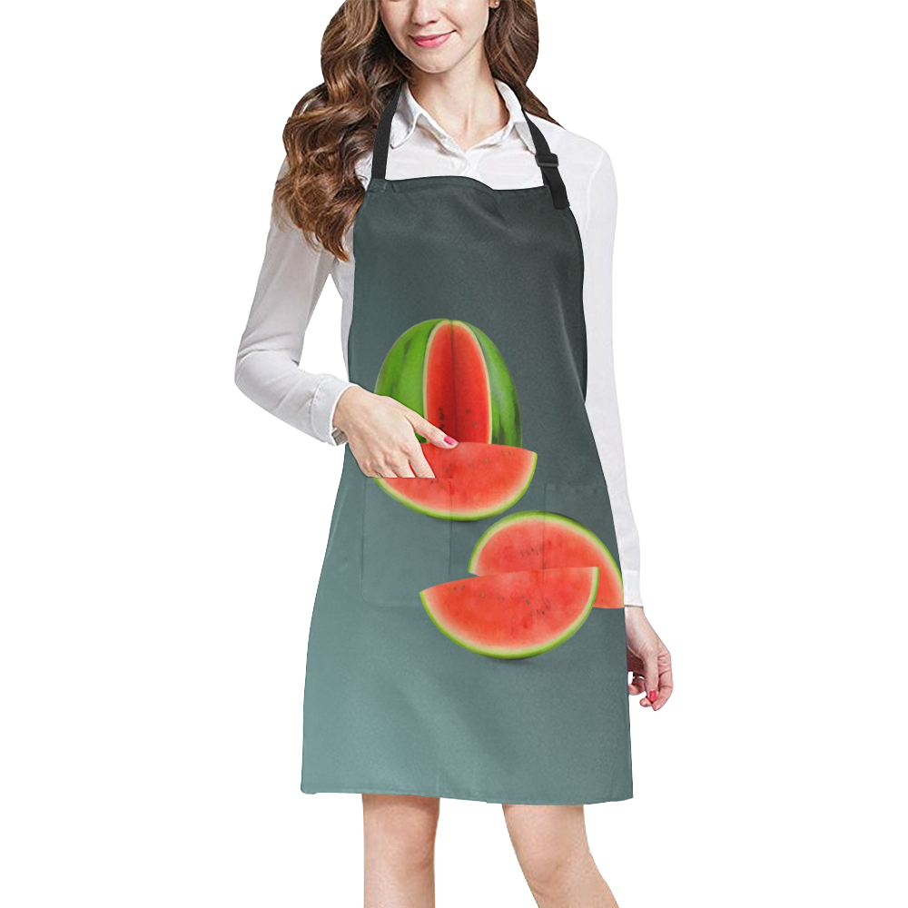 Watercolor Watermelon, red green and sweet All Over Print Apron