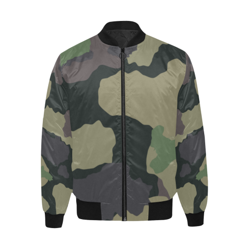 chaqueta bomber hombre camuflaje negro All Over Print Quilted Bomber Jacket for Men (Model H33)