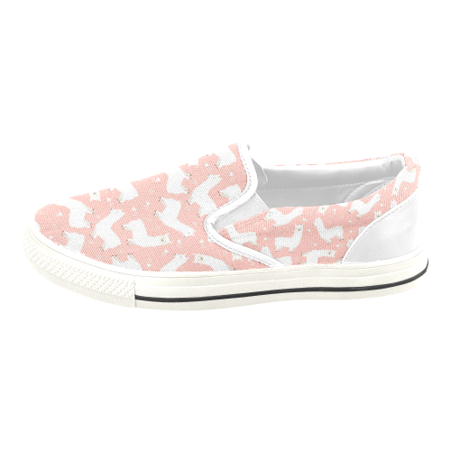Pink Llama Pattern Women's Slip-on Canvas Shoes/Large Size (Model 019)
